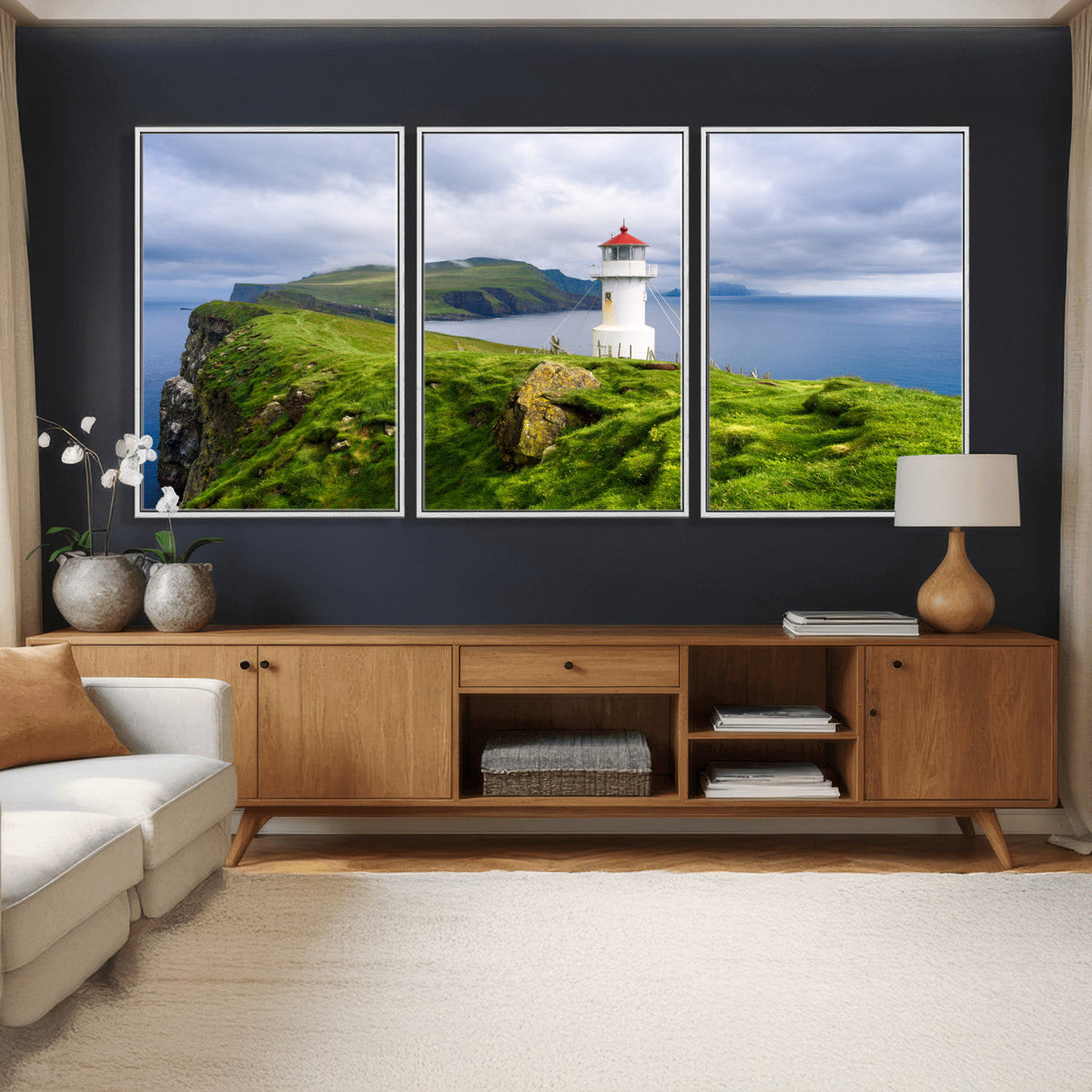 Cliffside Lighthouse Wall Art Canvas Print – Coastal