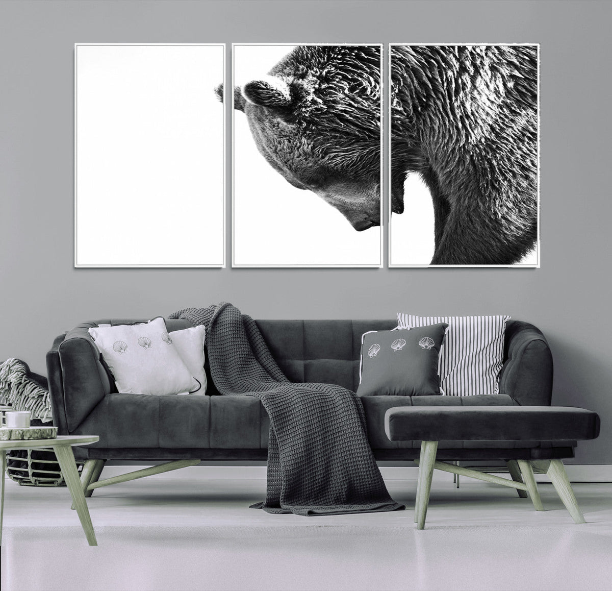 Black and White Grizzly 399 Bear Canvas Print Wall Art |