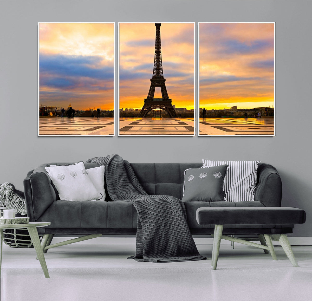 Paris Eiffel Tower Sunset Canvas Wall Art Print - Iconic