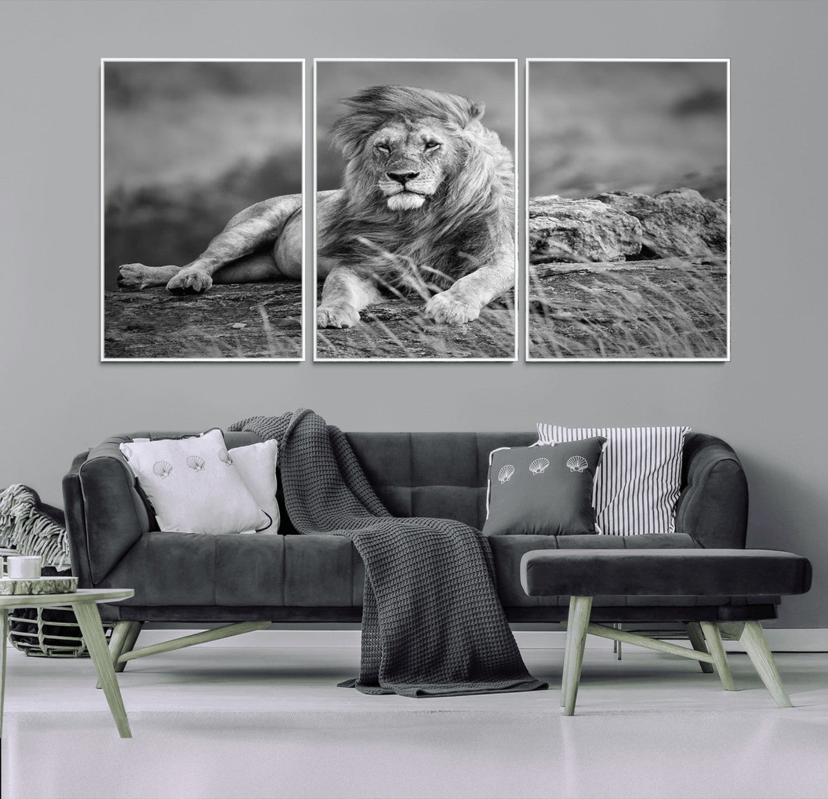 King Forest Lion Wall Art Canvas Print – Framed Majestic