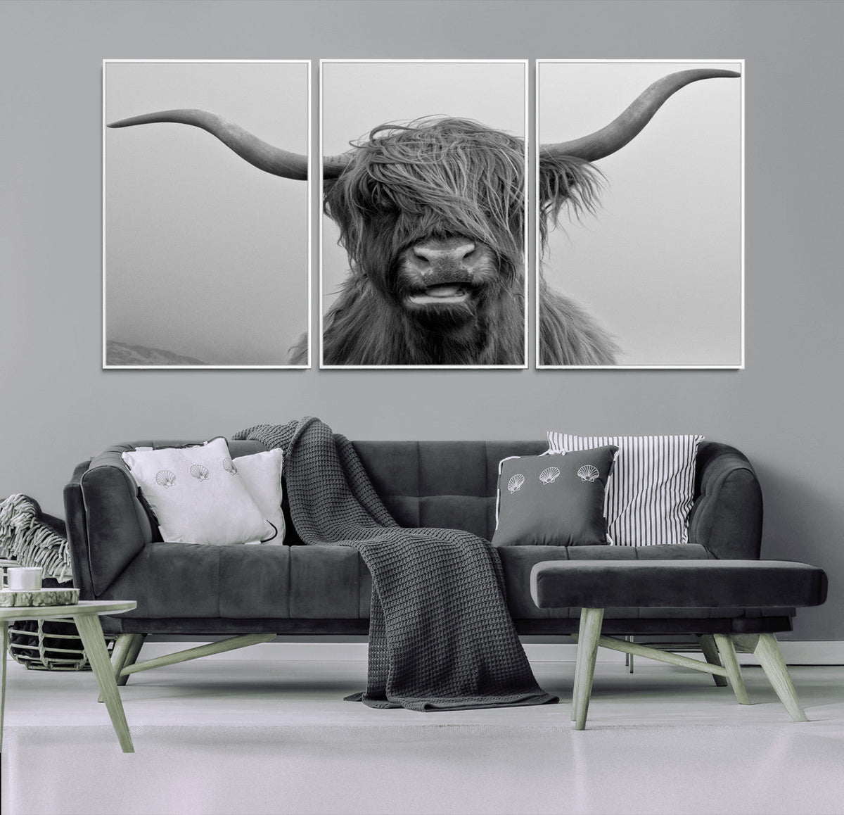 Texas Cow Wall Art Canvas, Texas Longhorn Cattle Canvas