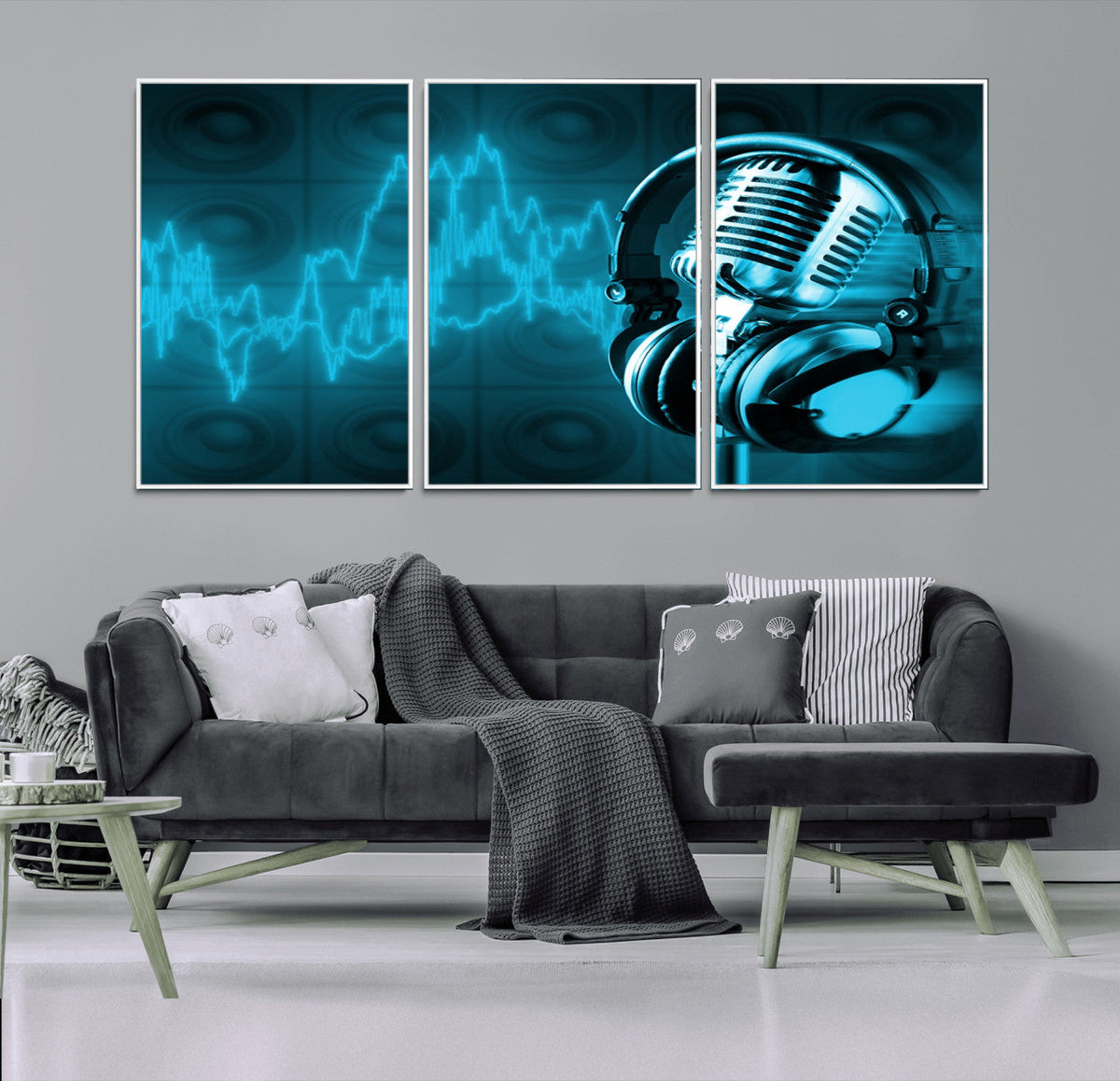 Music and Microphone Wall Art Canvas Print