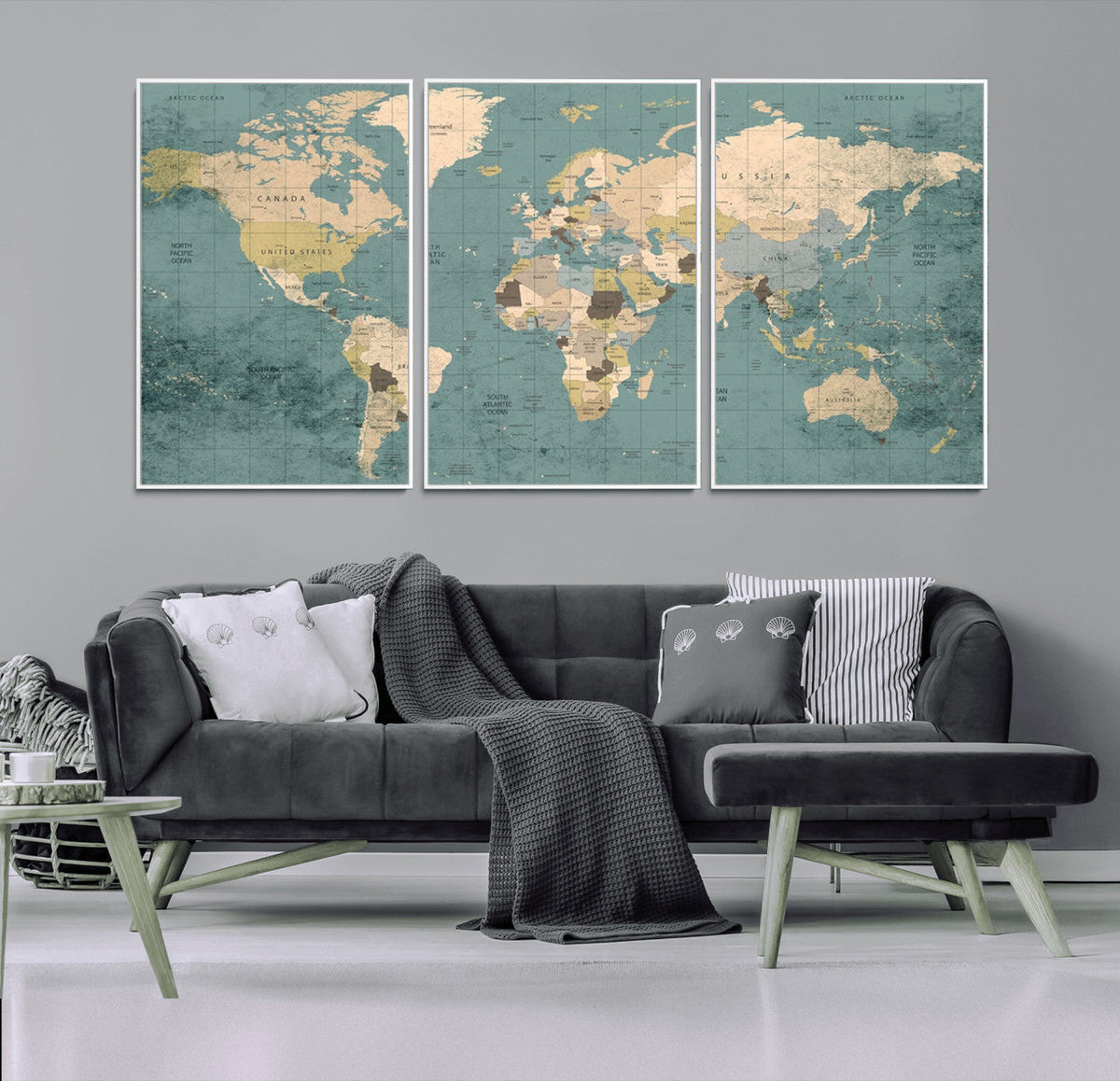 Classic World Map Canvas Print – Framed Vintage Map Wall