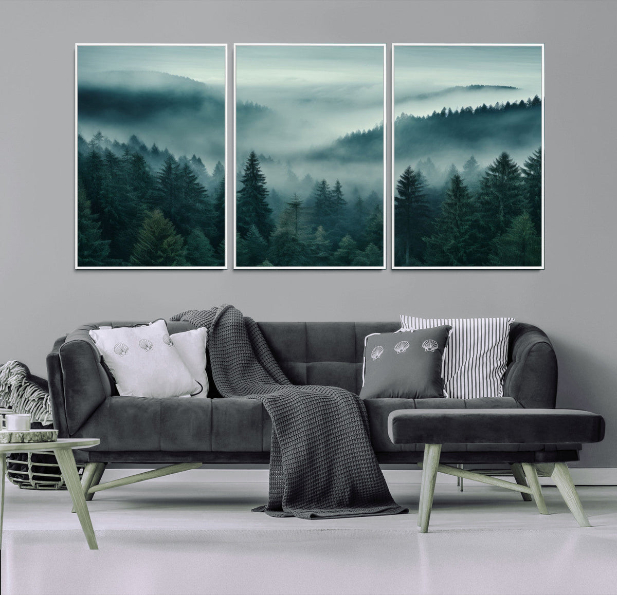 Captivating Misty Foggy Forest Wall Art Premium Canvas Print