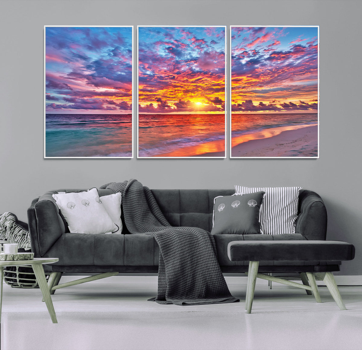 Vibrant Sunset Beach Wall Art - Ocean Sunset Canvas Print |