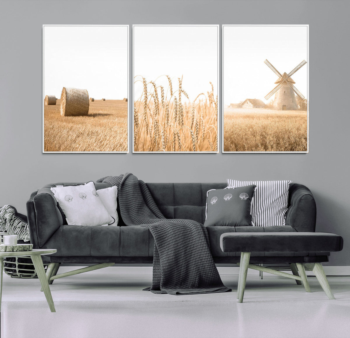 Vintage Farmhouse Triptych Wall Art – Giclée Canvas
