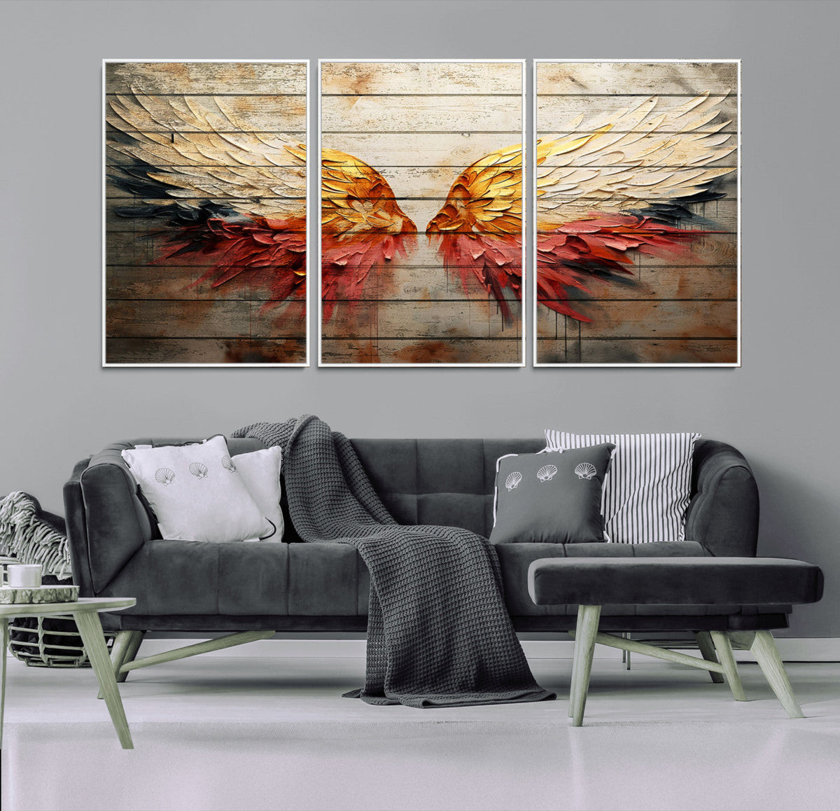 Abstract Angel Wings Canvas Wall Art – Framed and Ready to