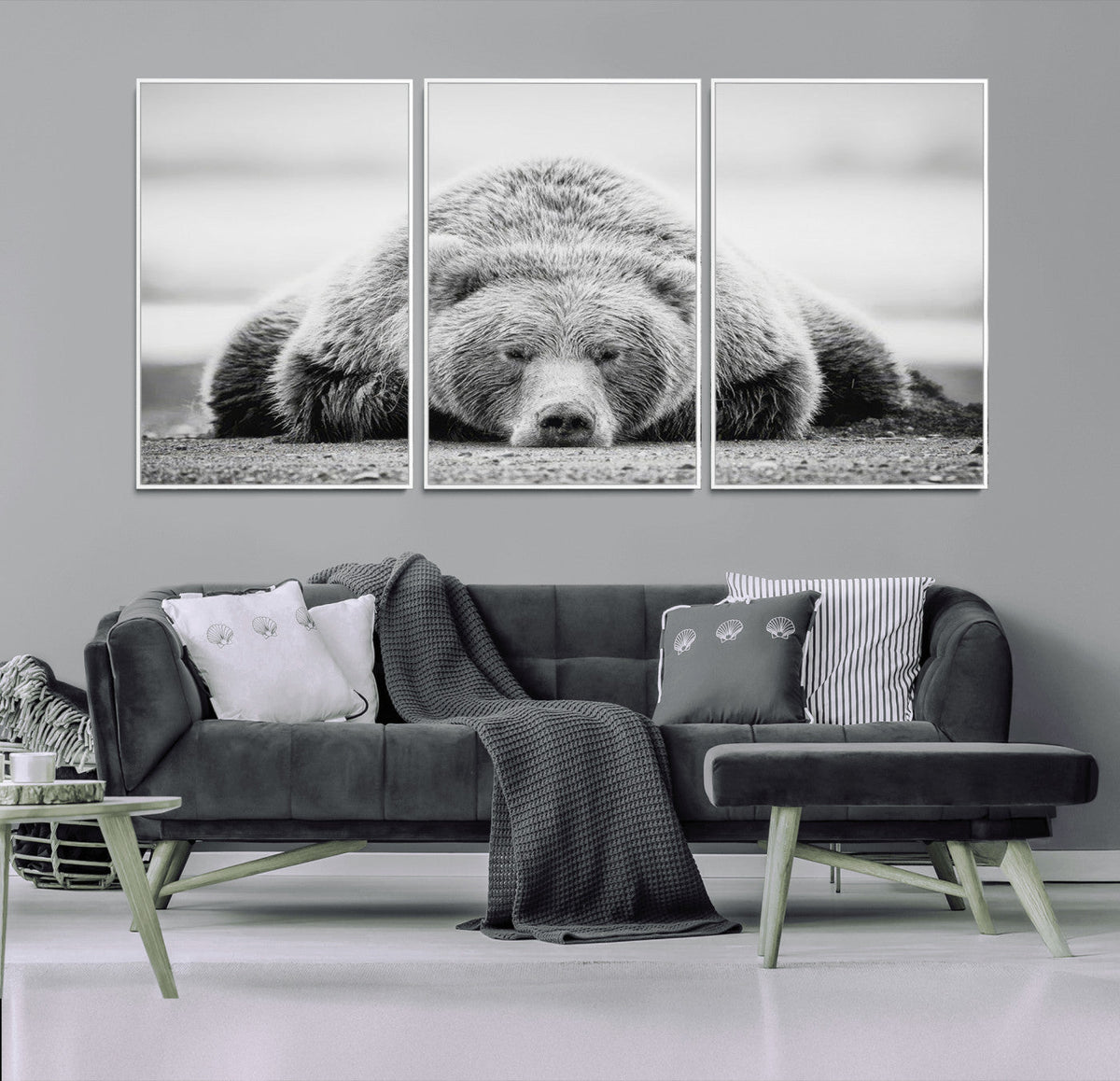 Resting Grizzly Bear Wall Art Canvas Print – Majestic Lazy