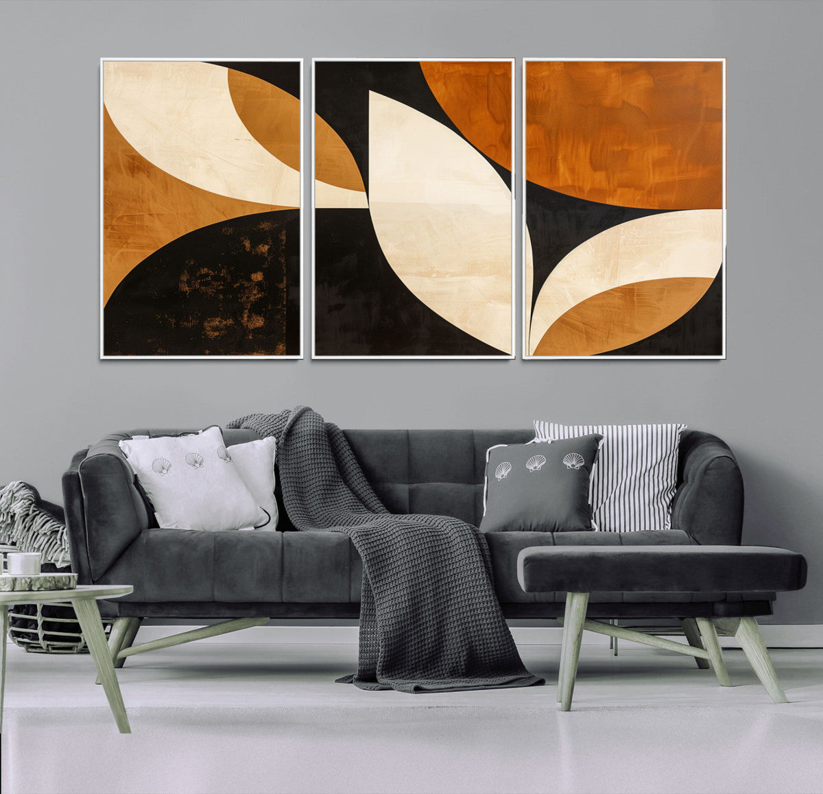 Geometric Abstract Wall Art Canvas Print, Mid Century Modern