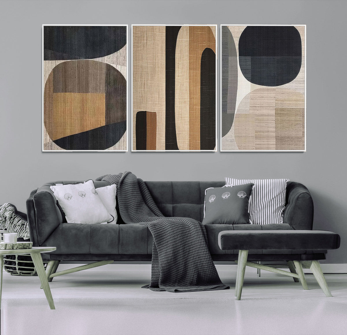 Abstract Minimalist Canvas Wall Art - Neutral Geometric