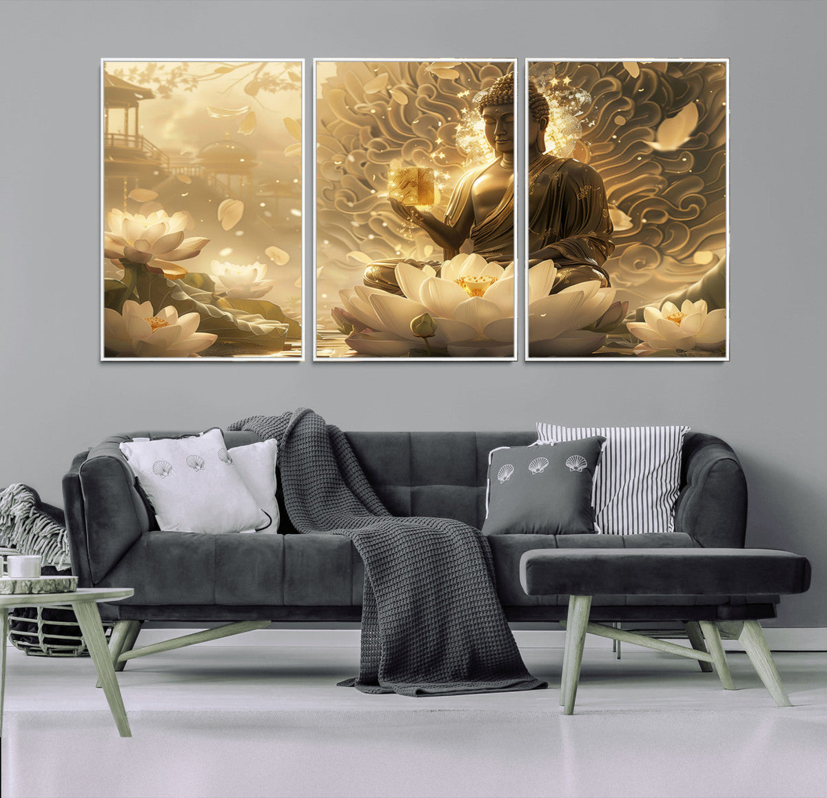 Golden Buddha Wall Art | Yoga Room Decor and Meditation Room