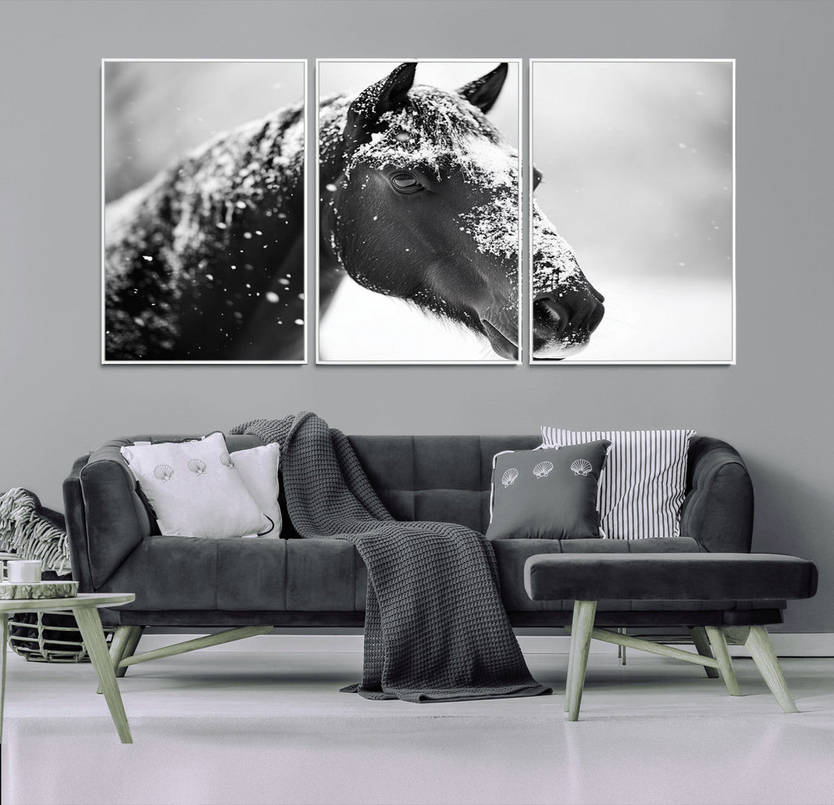 Horse Canvas Print - Winter Horse Snow Wall Art Canvas Print