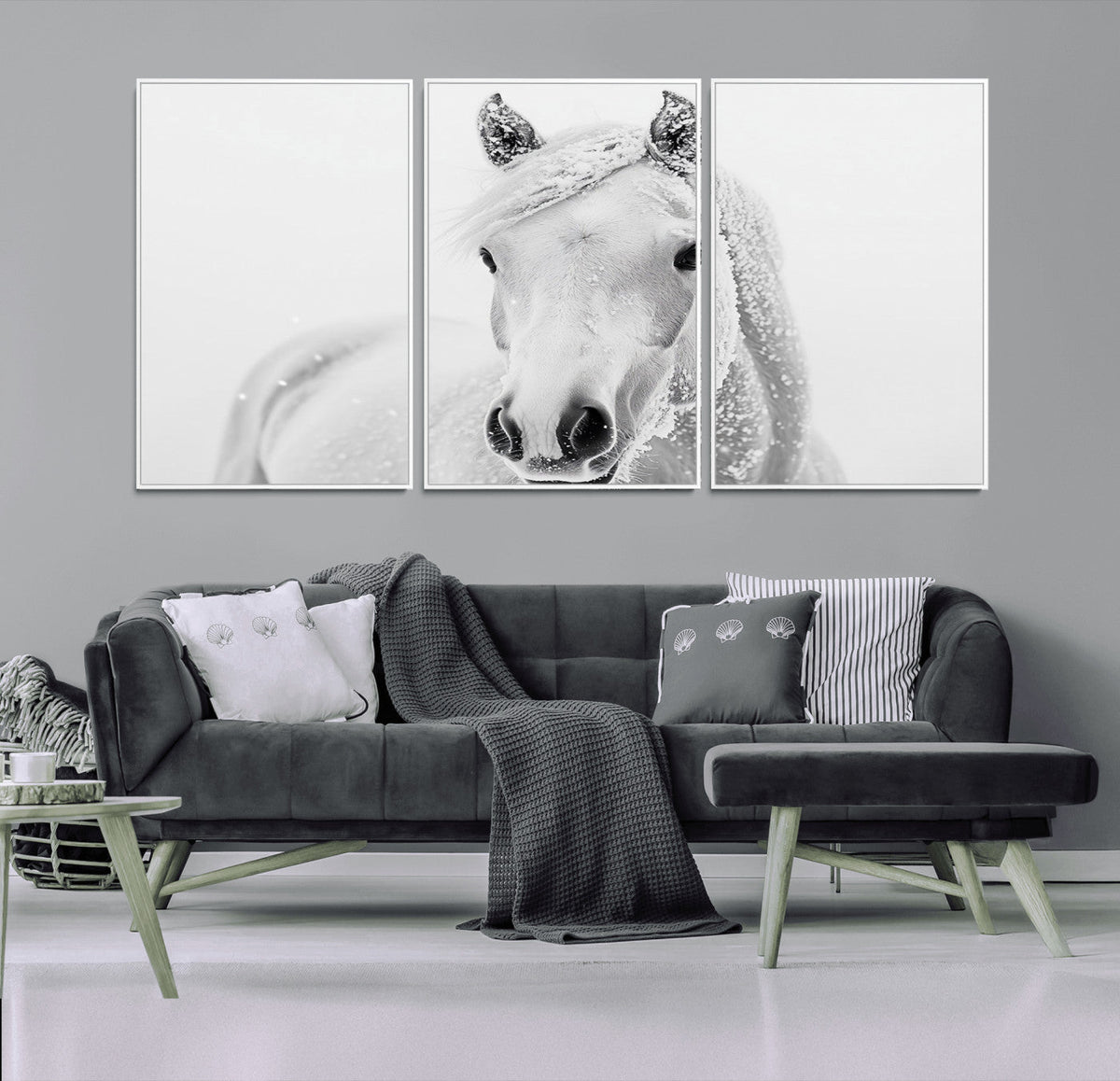 Majestic White Horse Wall Art | Ready to Hang and Framed |