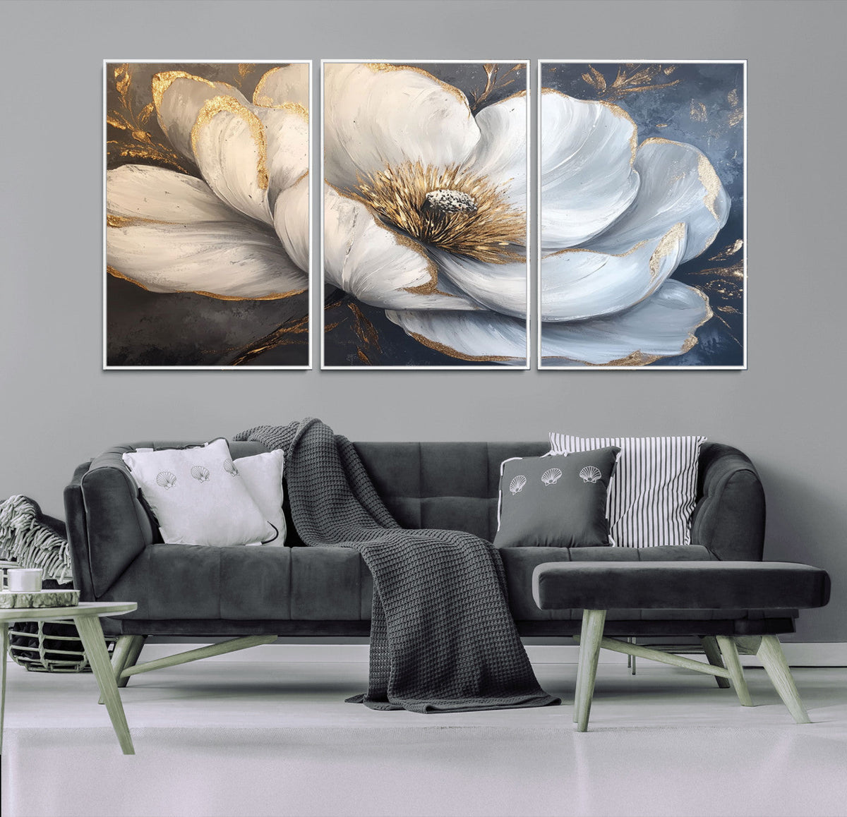 White Magnolia Flower Wall Art Canvas Print | Abstract