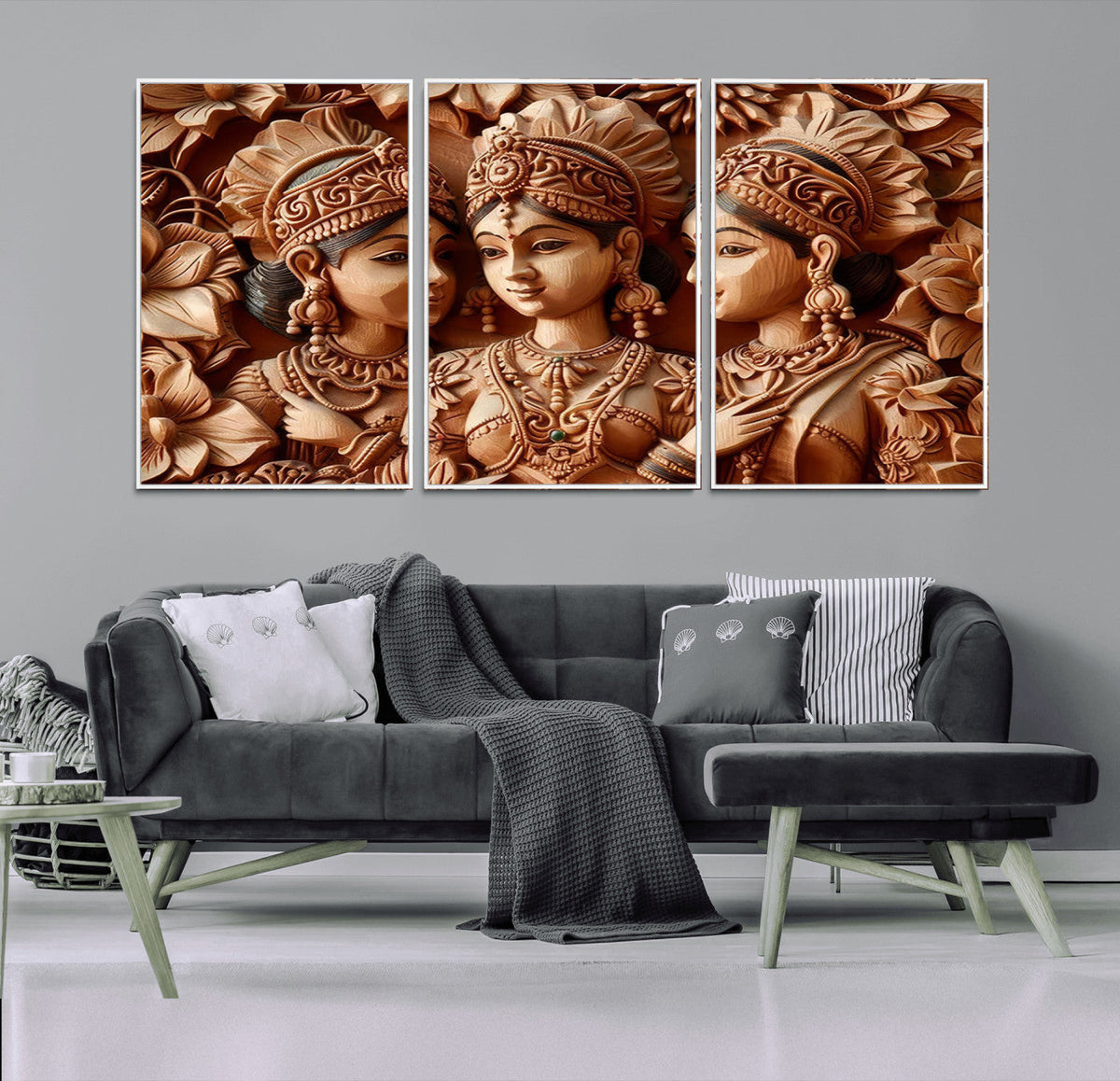 Indian Woman Statue Wall Art Canvas Print