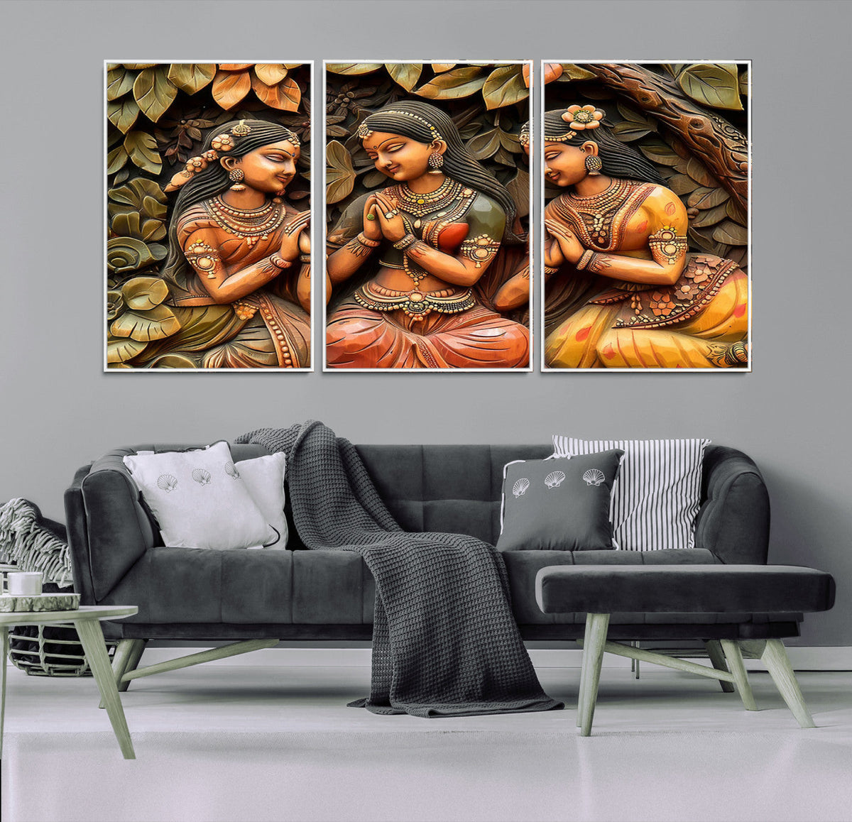 Indian Woman Statue Wall Art Canvas Print
