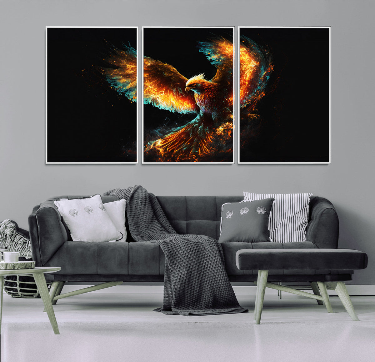 Fiery Phoenix Canvas Print | Ready to Hang Wall Art | Bold