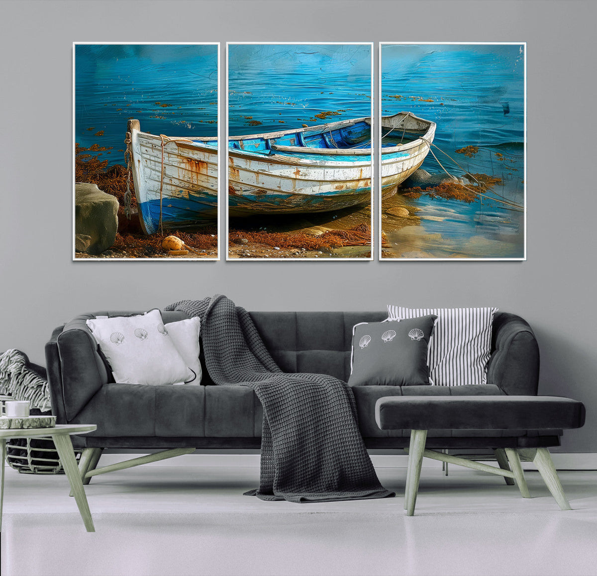 Vintage Boat on Tranquil Waters | Coastal Wall Art for