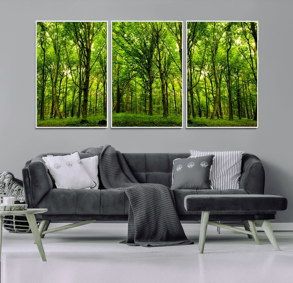 Lush Green Forest Canvas Print | 3-Panel Forest Wall Art |