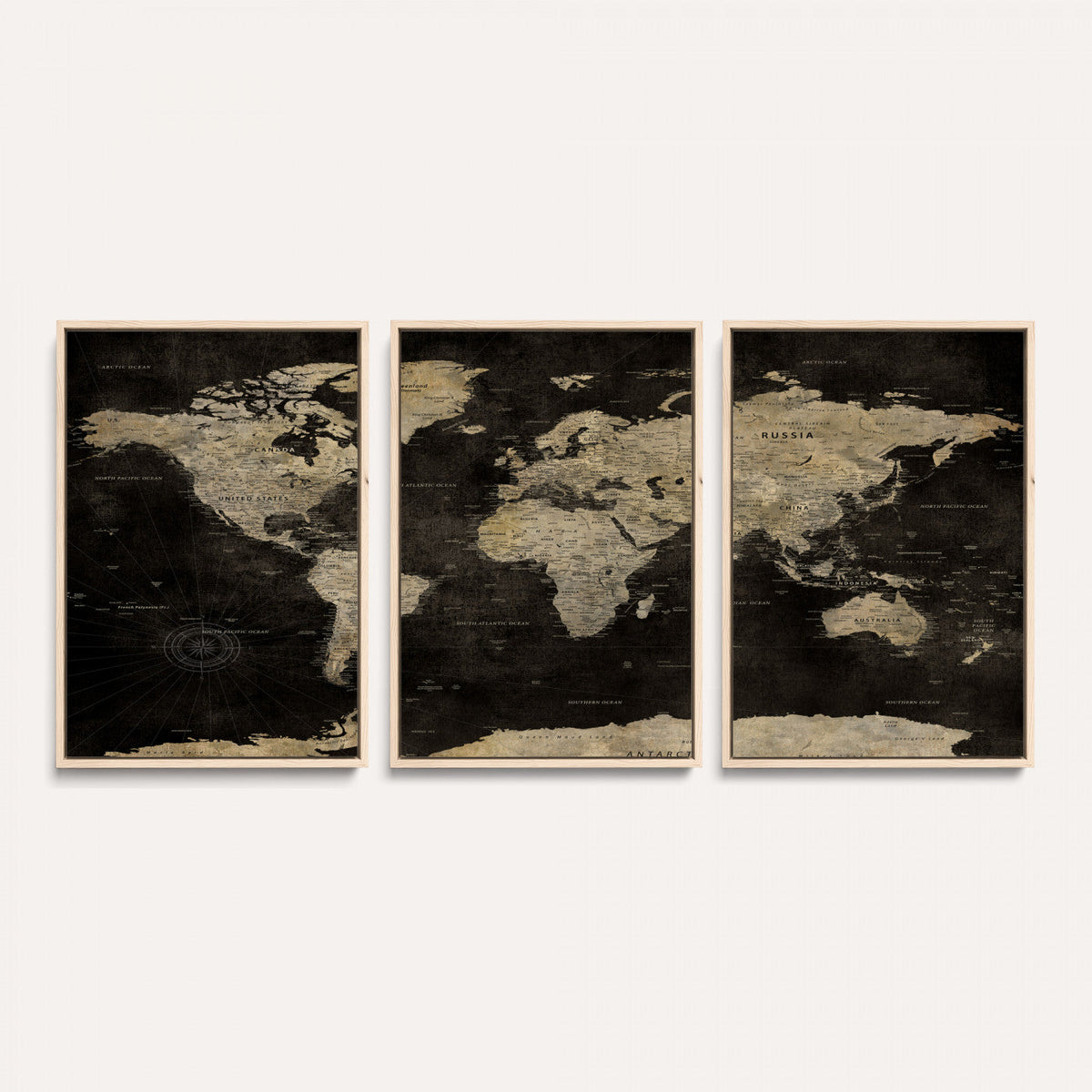 Push Pin World Map Canvas Wall Art Print, Interactive Travel