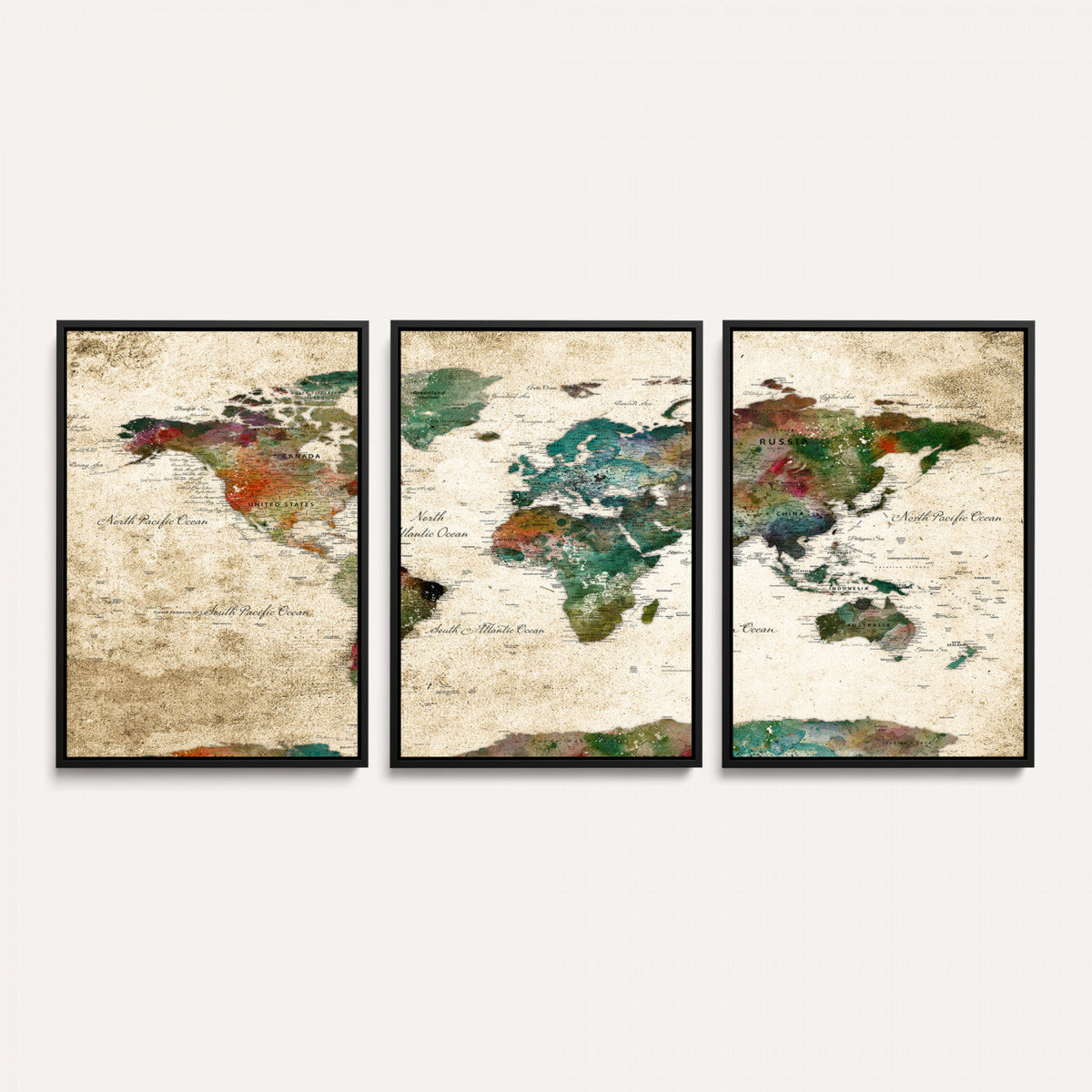World Map Canvas Print – Framed Detailed Map of the World