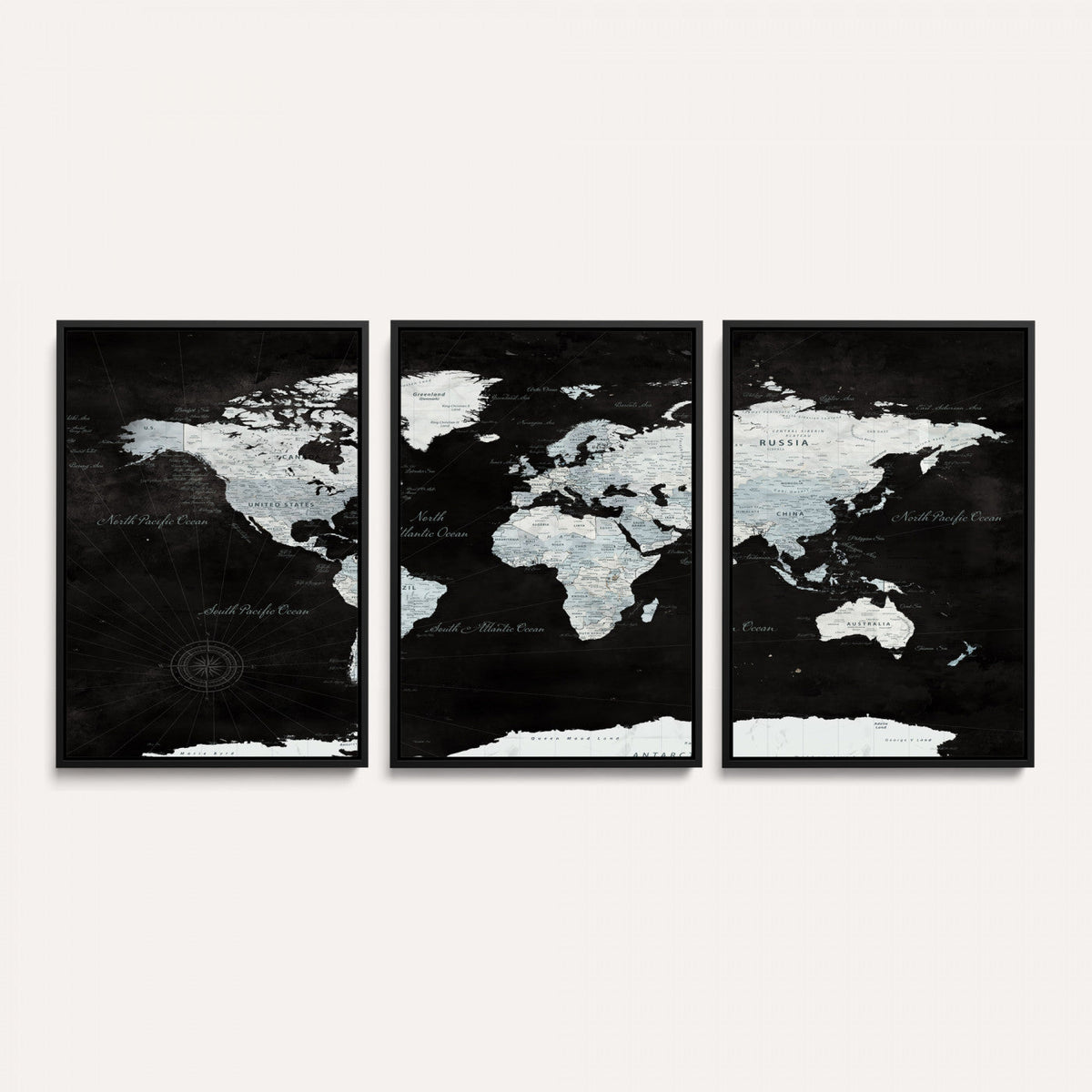World Map Canvas Print – Framed Push Pin Wall Art, Color