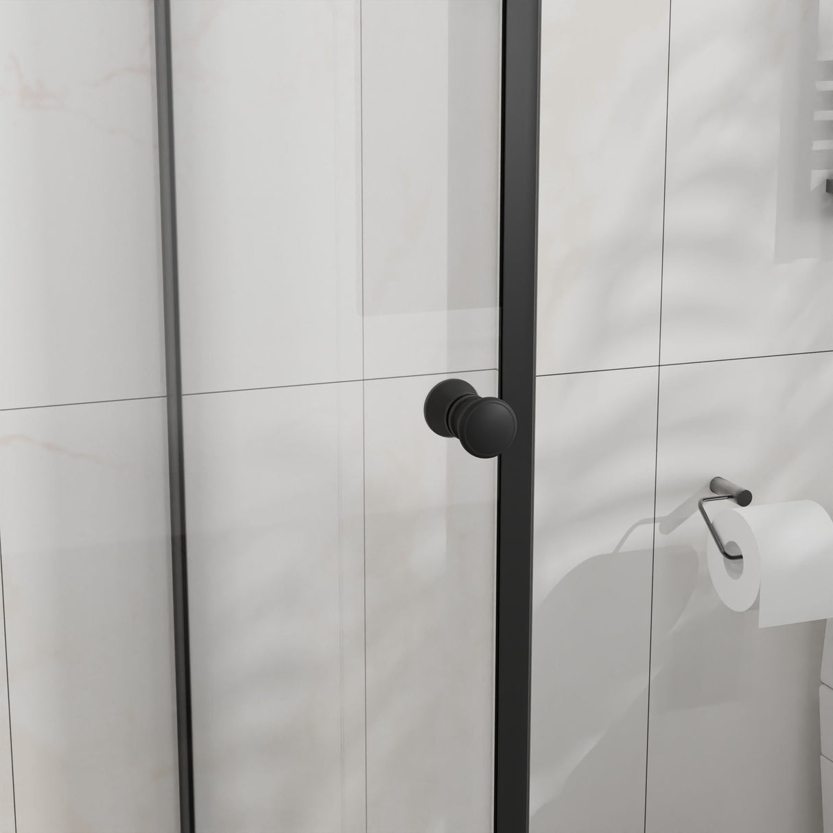Goodyo - Frameless Corner Shower Door - Matte Black
