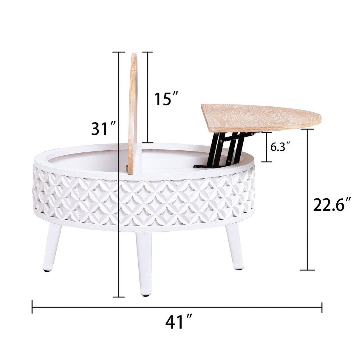 Round Coffee Table with Lift-Top Storage
