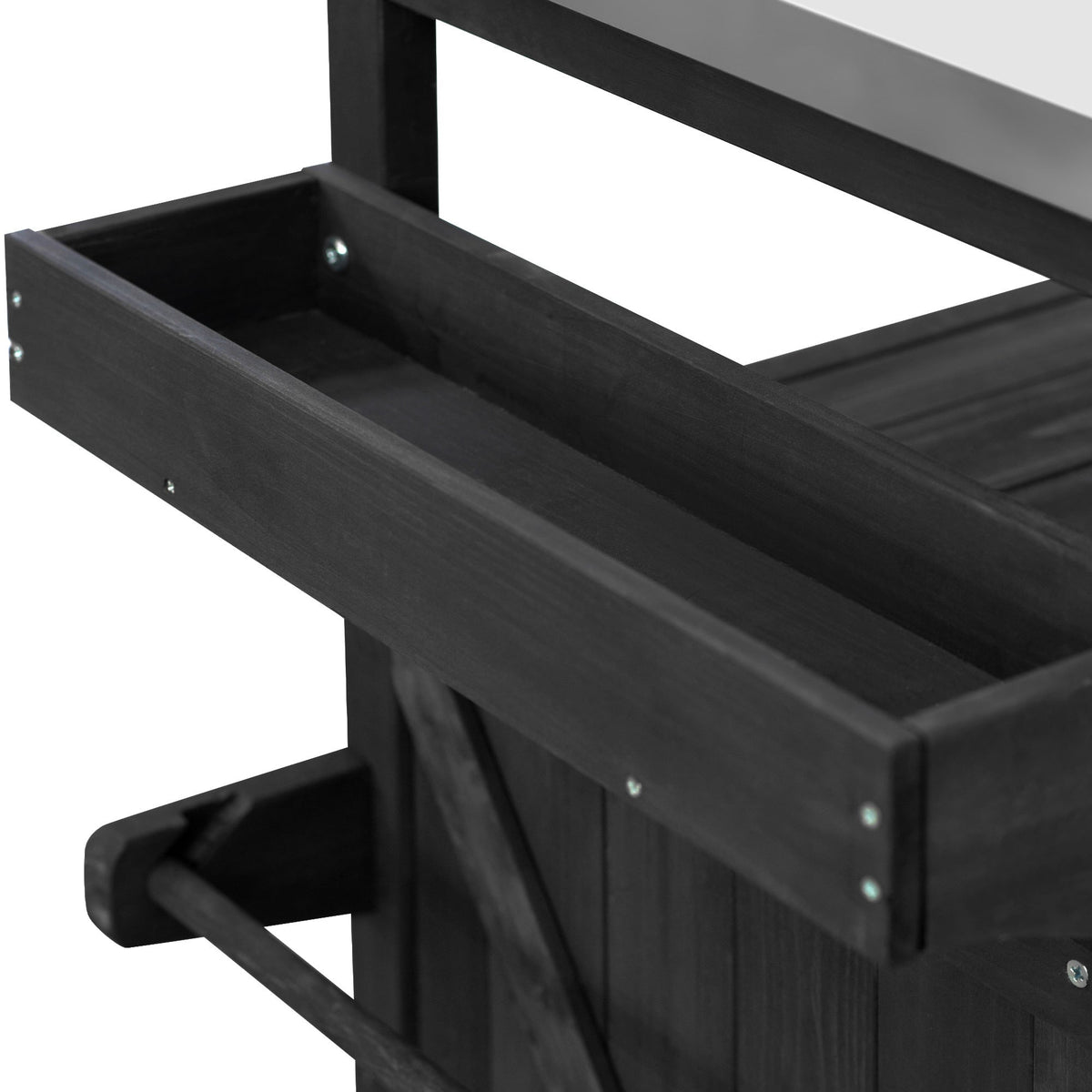 K&K Outdoor Kitchen Island with Rolling Bar Cart and Storage Cabinet