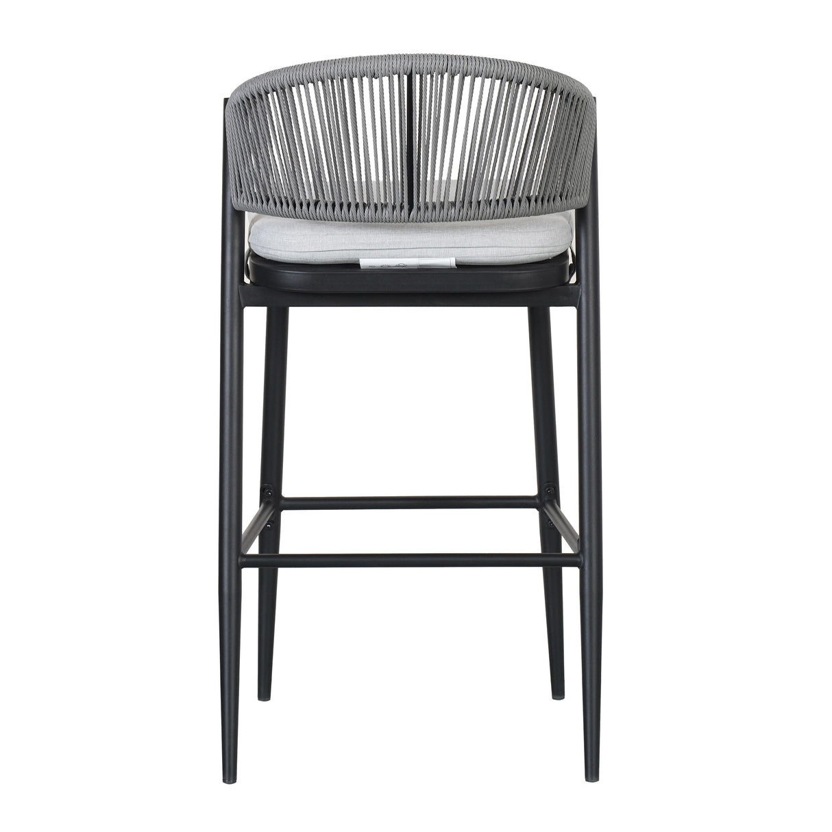 Outdoor 30.25' Bar Height Metal Frame Counter Stools with Scallop-shaped Backrest & Water-resistant CushionsSet of 2Matte Black