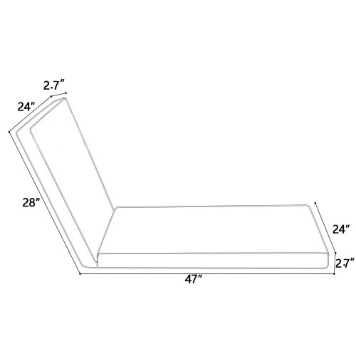 2-Piece Outdoor Chaise Lounge Cushion Set, Grey