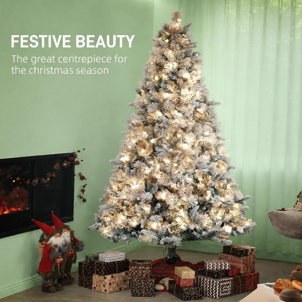 Flocked Artificial Christmas Tree with Clear Lights