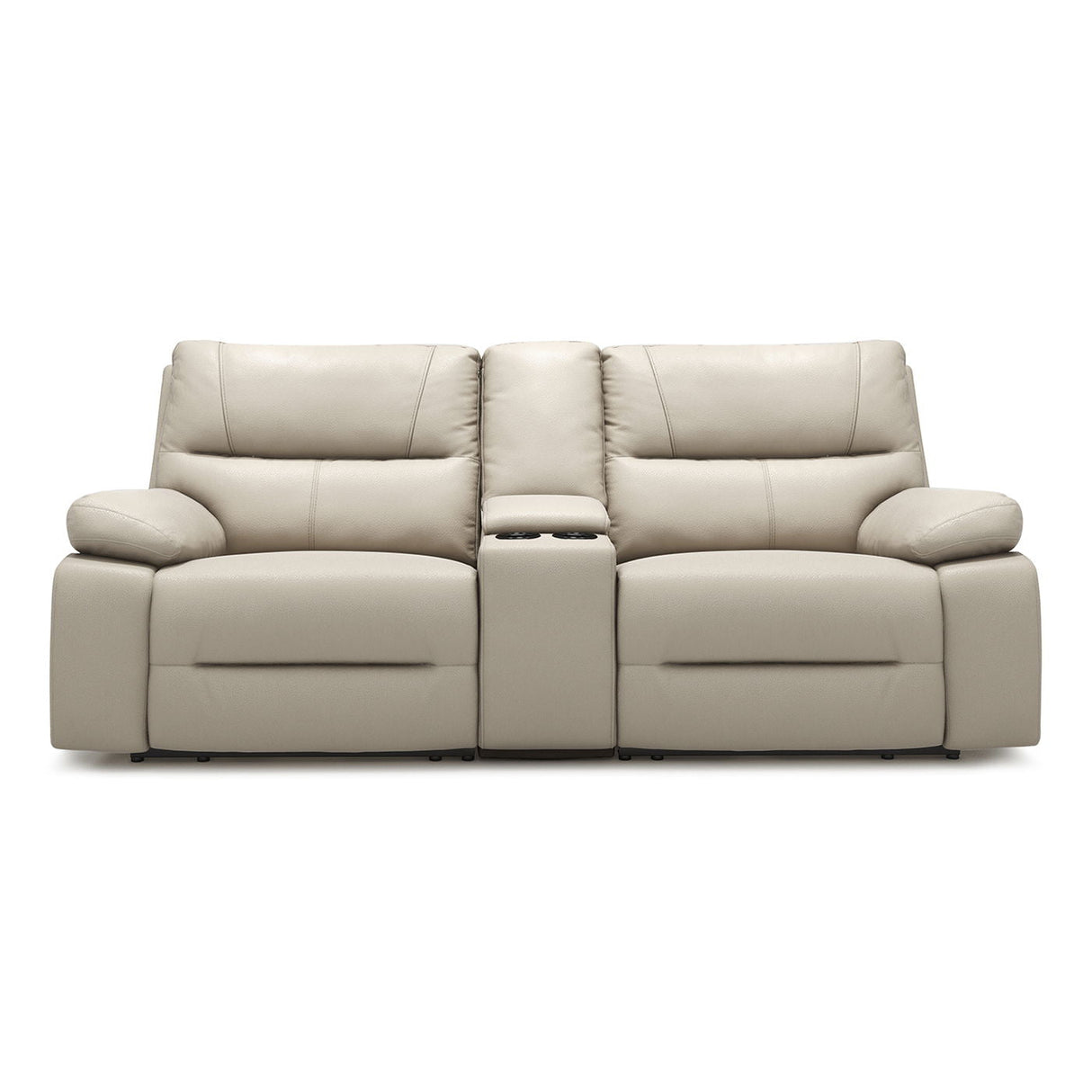 Malibu - Modern Power Motion 3 Piece Reclining Loveseat Sofa With Cup Holders - Cream Taupe Beige