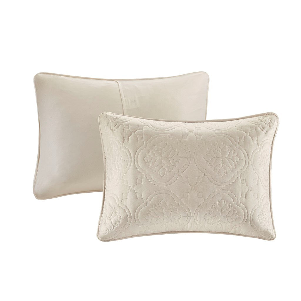 3 Piece Reversible Bedspread Set Cream Full/Queen