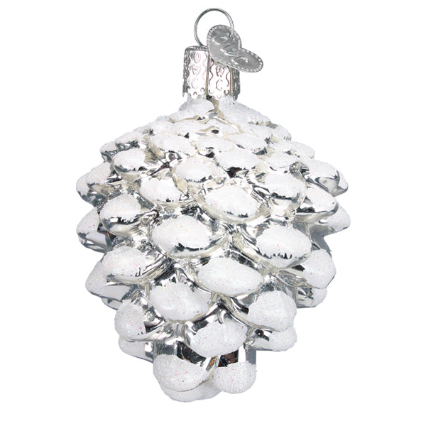 Snow-Capped Silver Snowy Cone Ornament