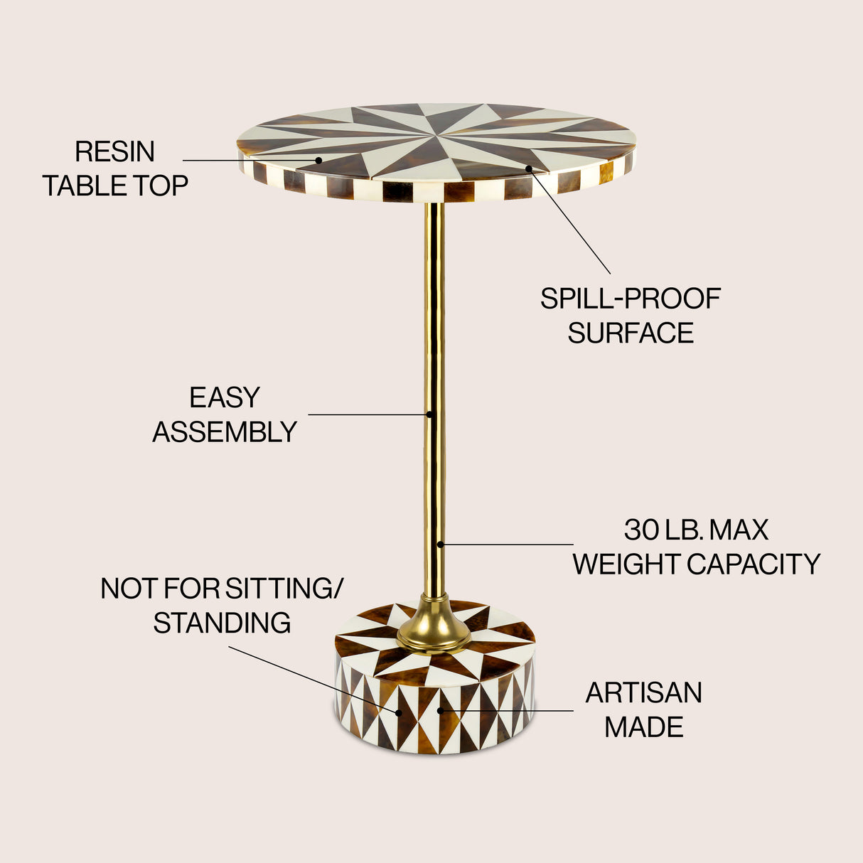 Calix Contemporary Minimalist Metal/Cork Round End Table