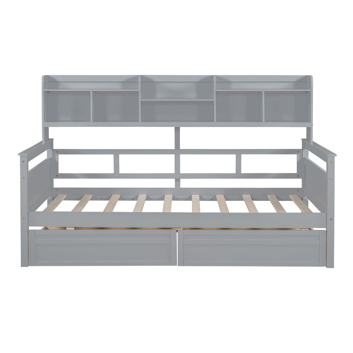 Daybed, Slat Support, With Bedside Shelves And 2 Drawers