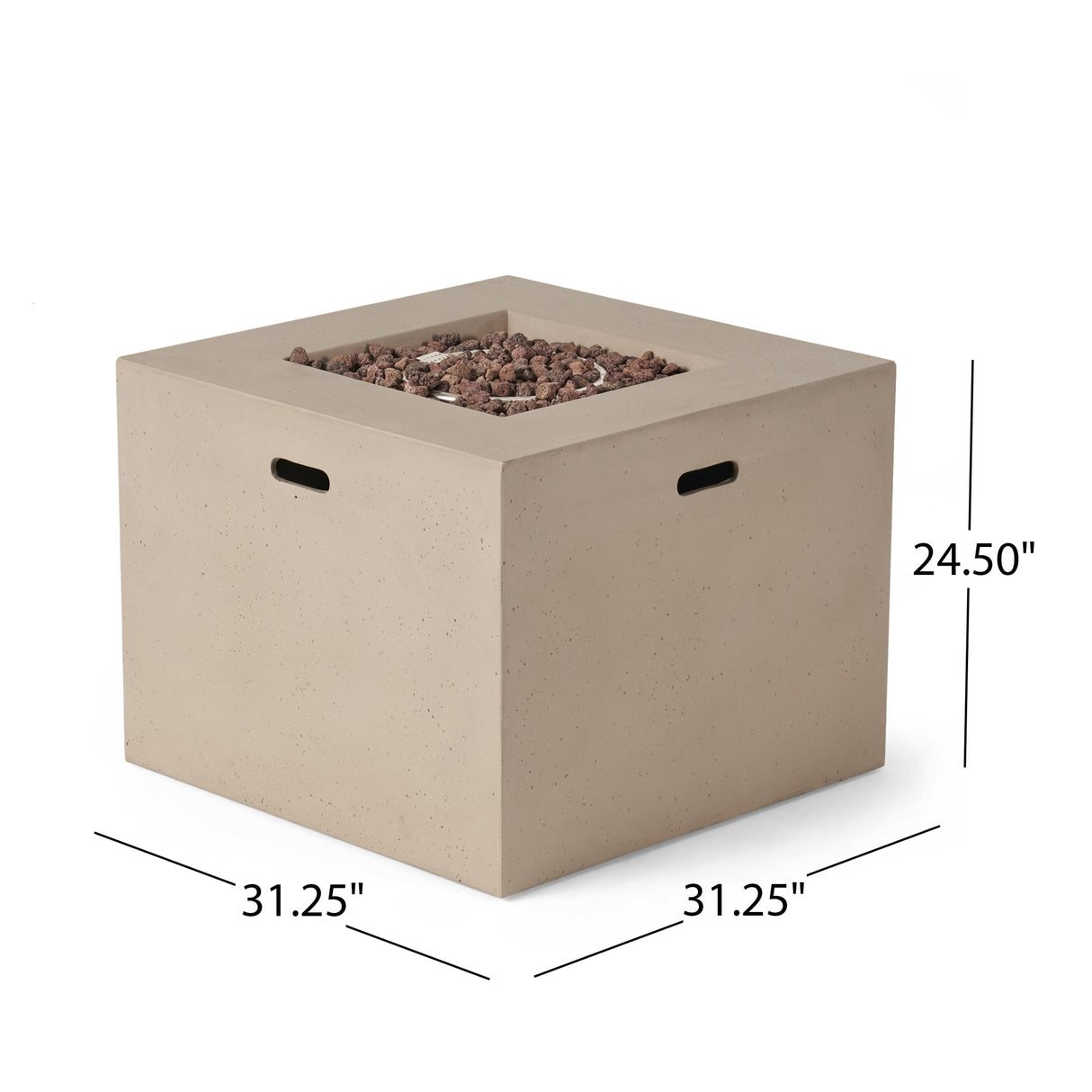 AIDAN 31' Square Fire Pit 40,000 BTU Light Grey Magnesium Oxide 31.25'