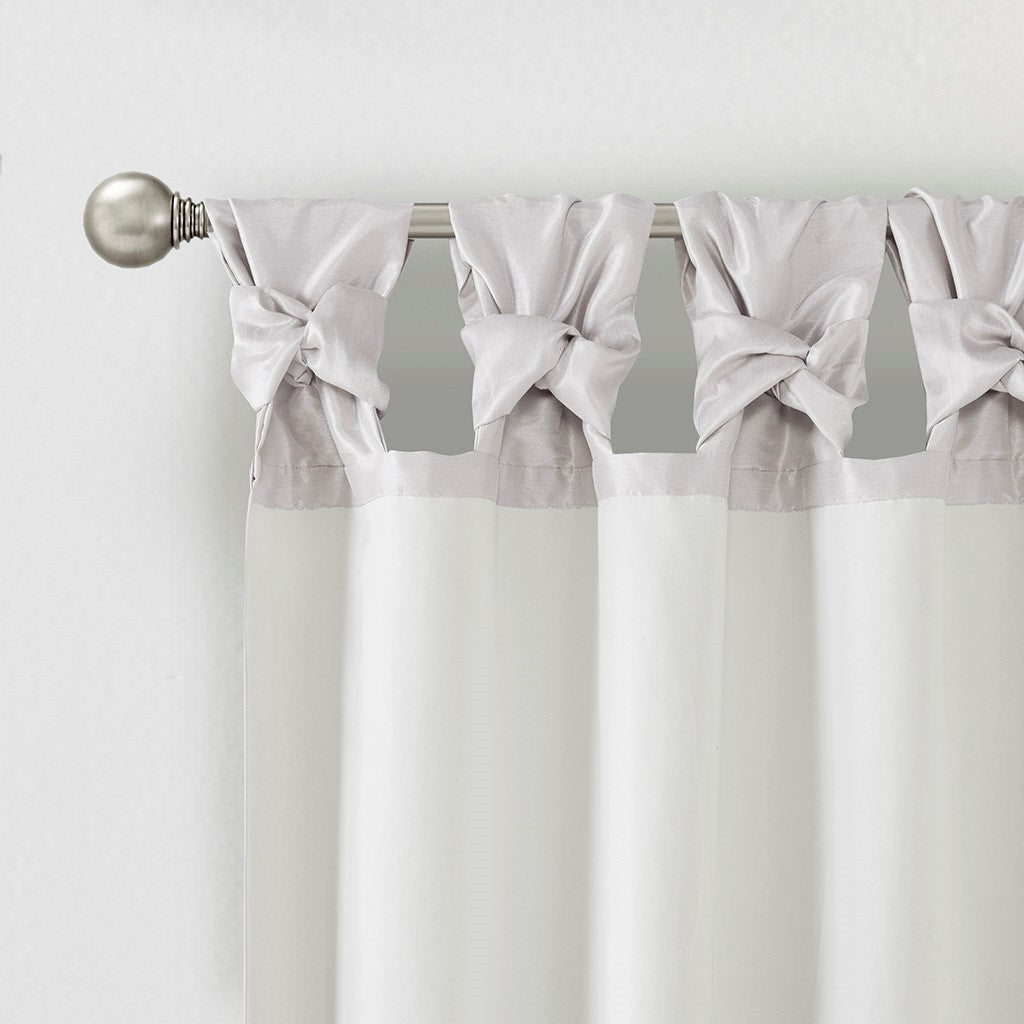 Twist Tab Lined Window Curtain Panel Silver 50x108"