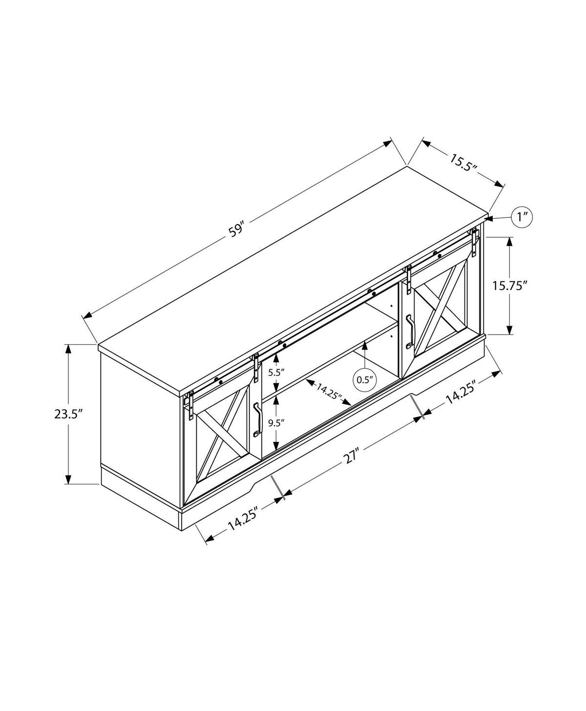 Transitional TV Stand Console Media Entertainment Center