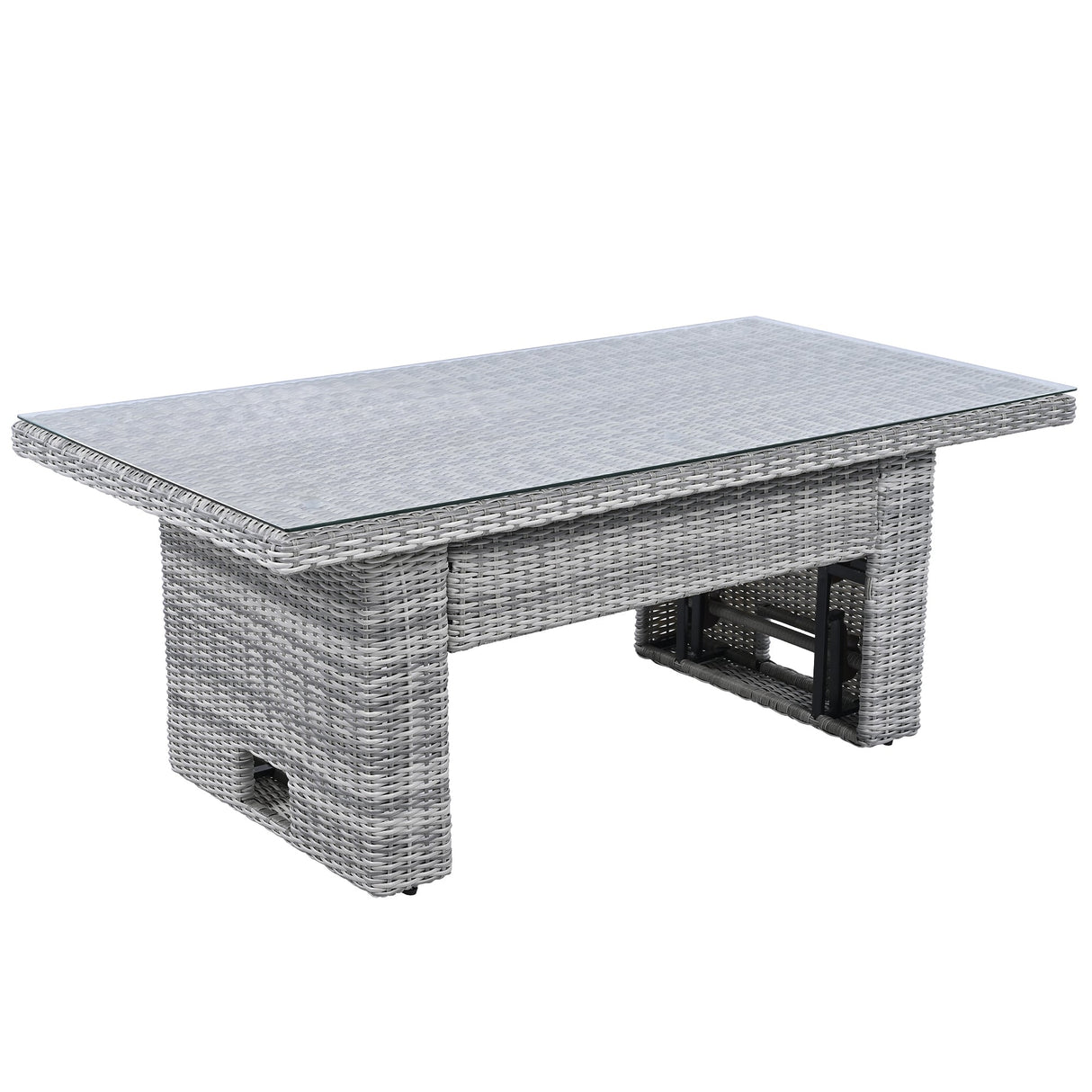 Outdoor Furniture Set Patio Rattan Furniture with Adjustable Table, Recliners, Side Tables, Ottomans