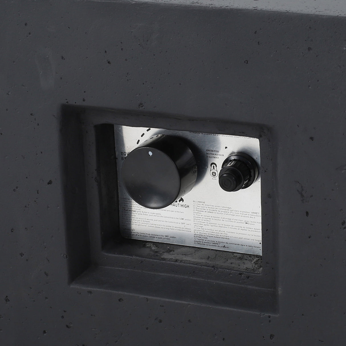 Modern 50,000 BTU Square MgO Fire Table with Propane Tank in Dark Grey