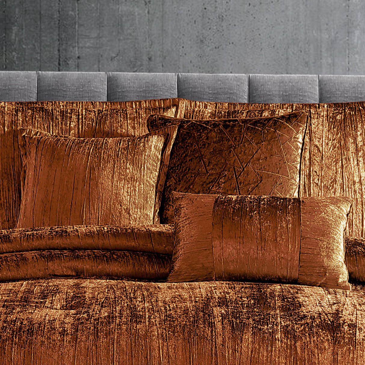 Turin 7 Piece Spice Crinkle Velvet Comforter Set