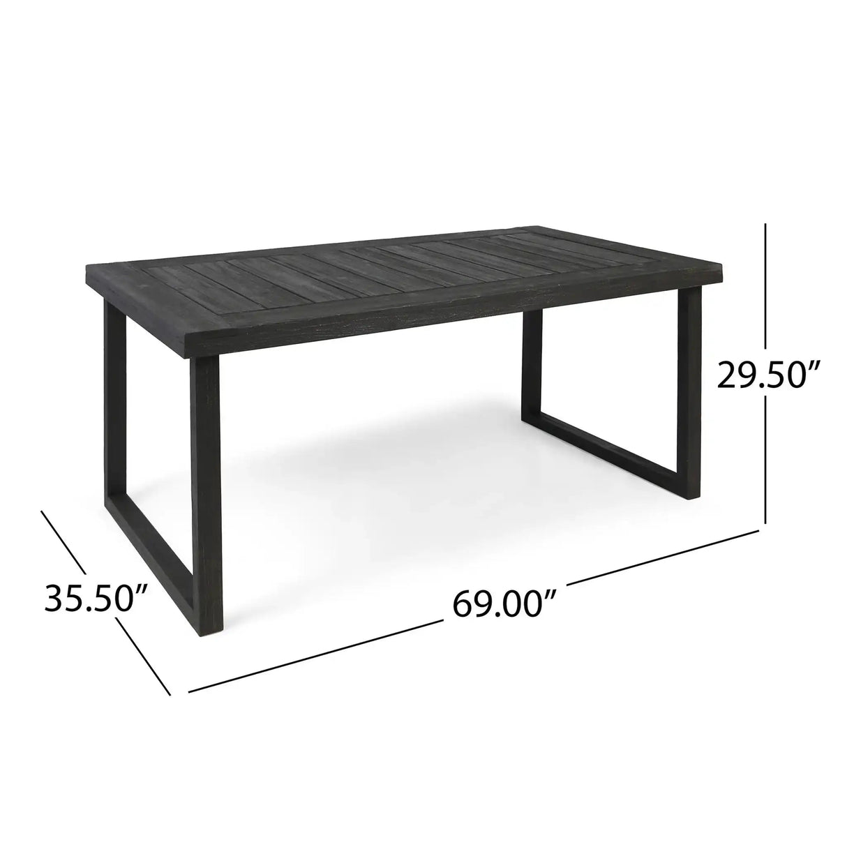 Outdoor Acacia Wood Dining Table, Sandblast Finish
