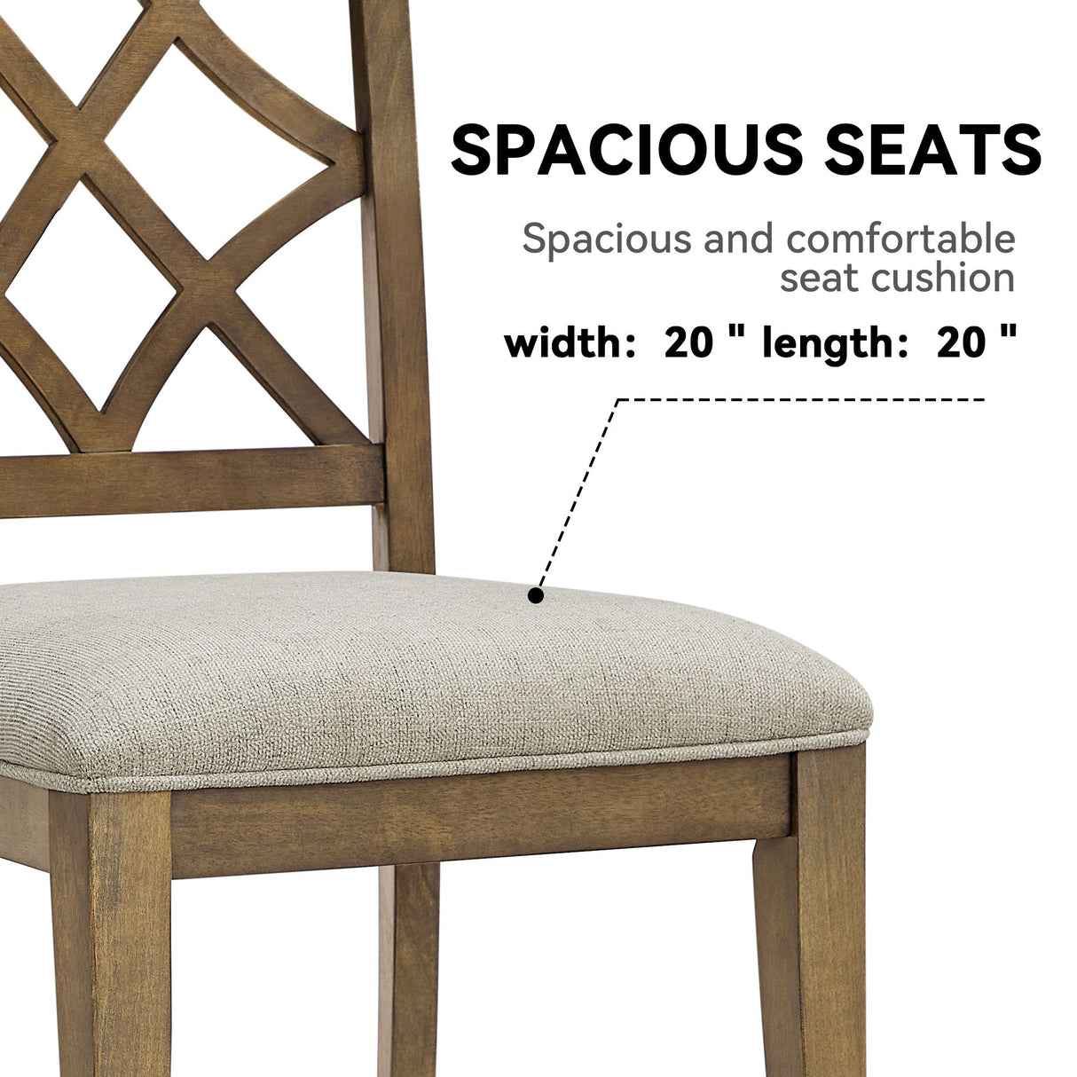 Wooden Lattice-Back Dining Chairs, Set of 2