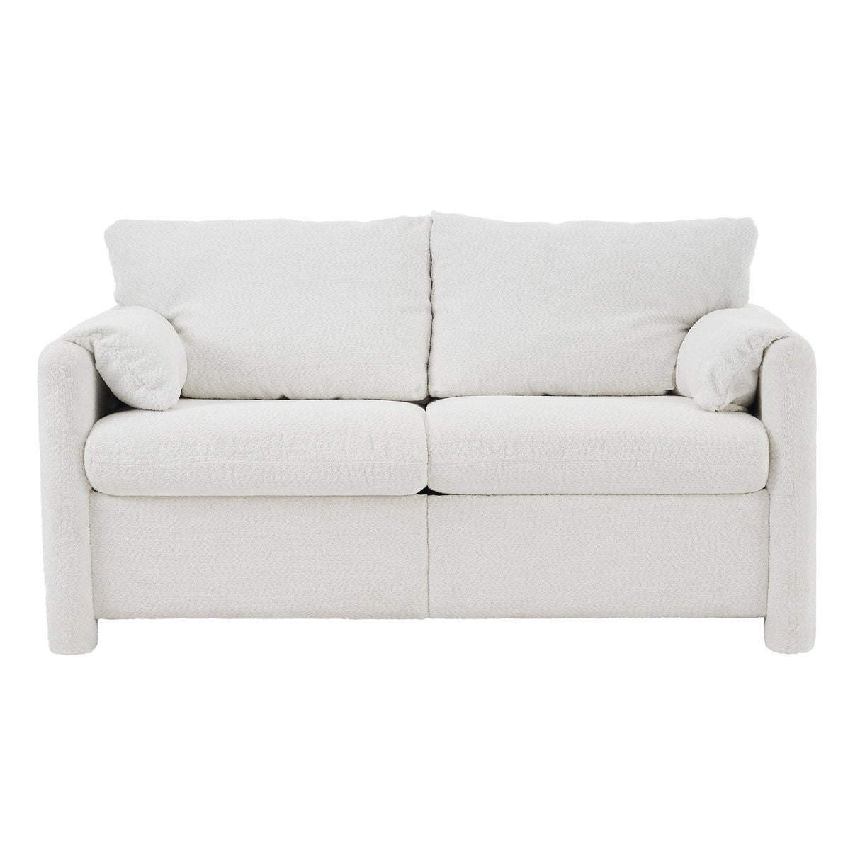 Modern Loveseat Sofa 2-Seater - Plush Chenille Fabric Ivory White