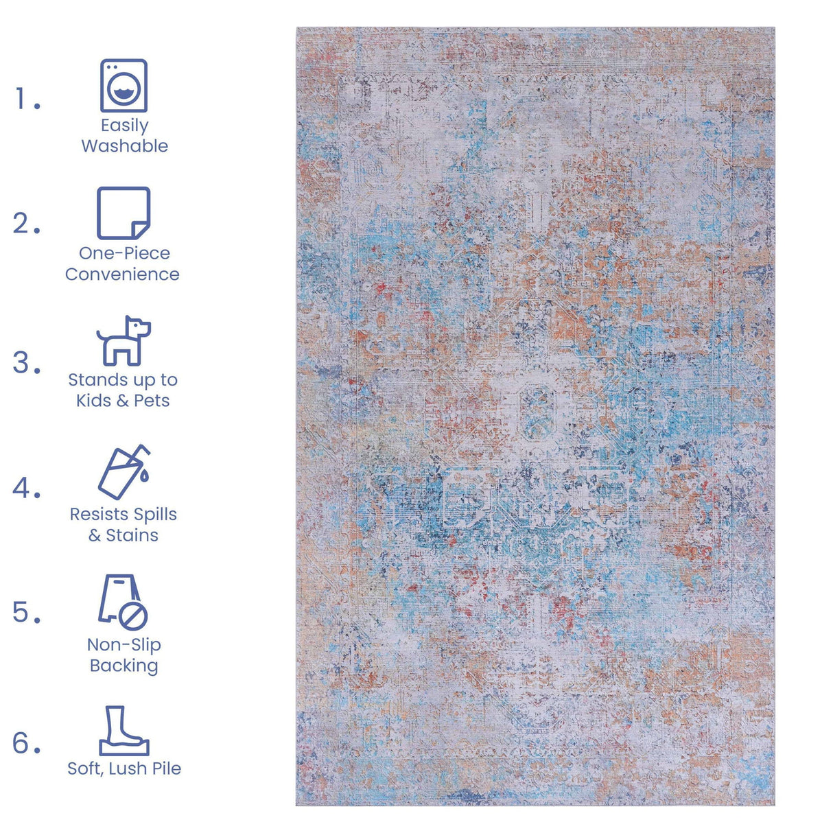 Maval - Unique Washable Area Rug