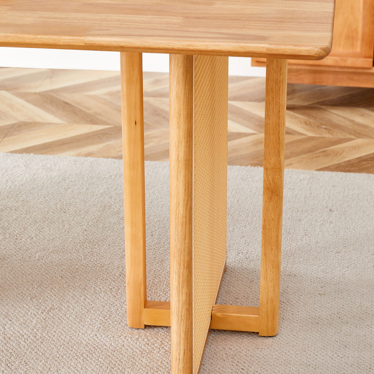 Dining Table With Imitation Rattan Design For Dining Room