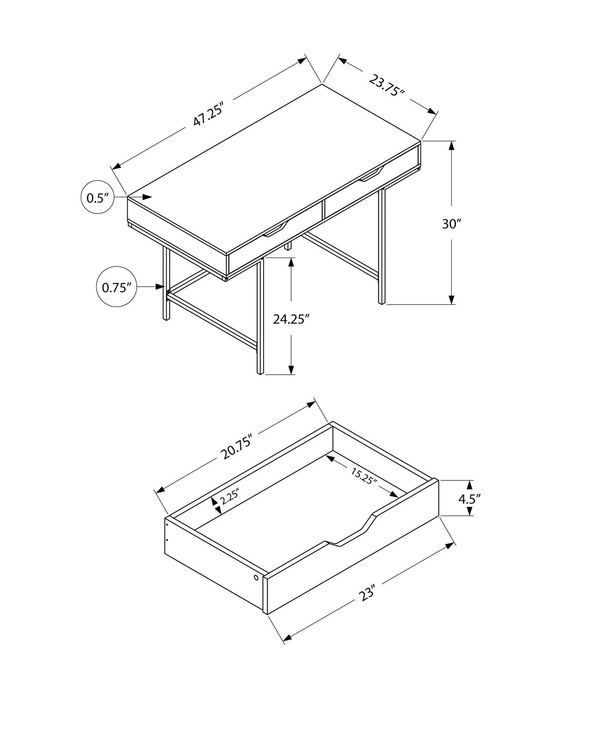 Computer Desk for Home Office with Storage Drawers, Contemporary & Modern