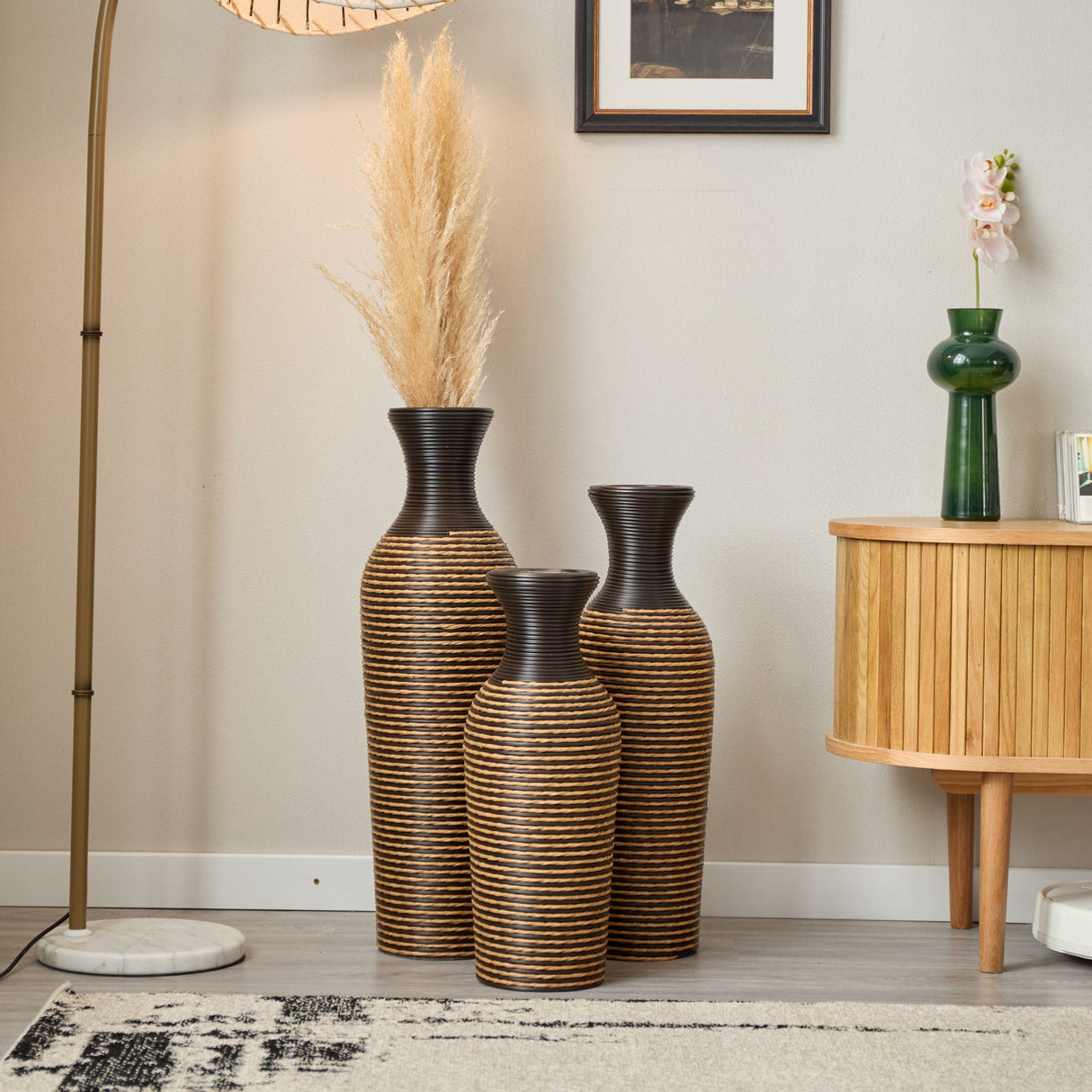 Classic And Neat Floor Vase, High Independent Flower Stand (Set of 3)